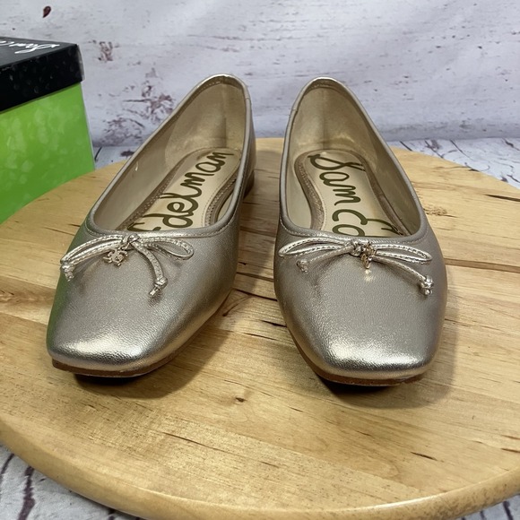 Sam Edelman Jillie Champagne Metallic Leather Ballet Flats Womens Size 9M - Picture 2 of 8